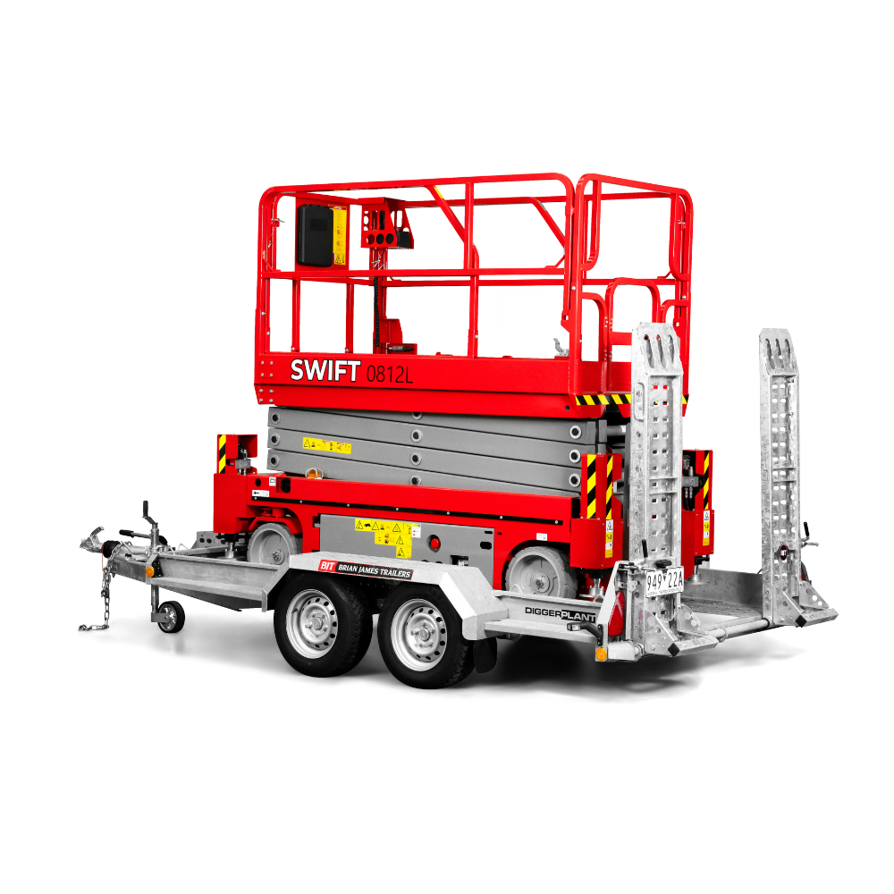 Swift 0812L 26ft Electric Scissor Lift + Brian James DP35 Trailer Package - Image 4