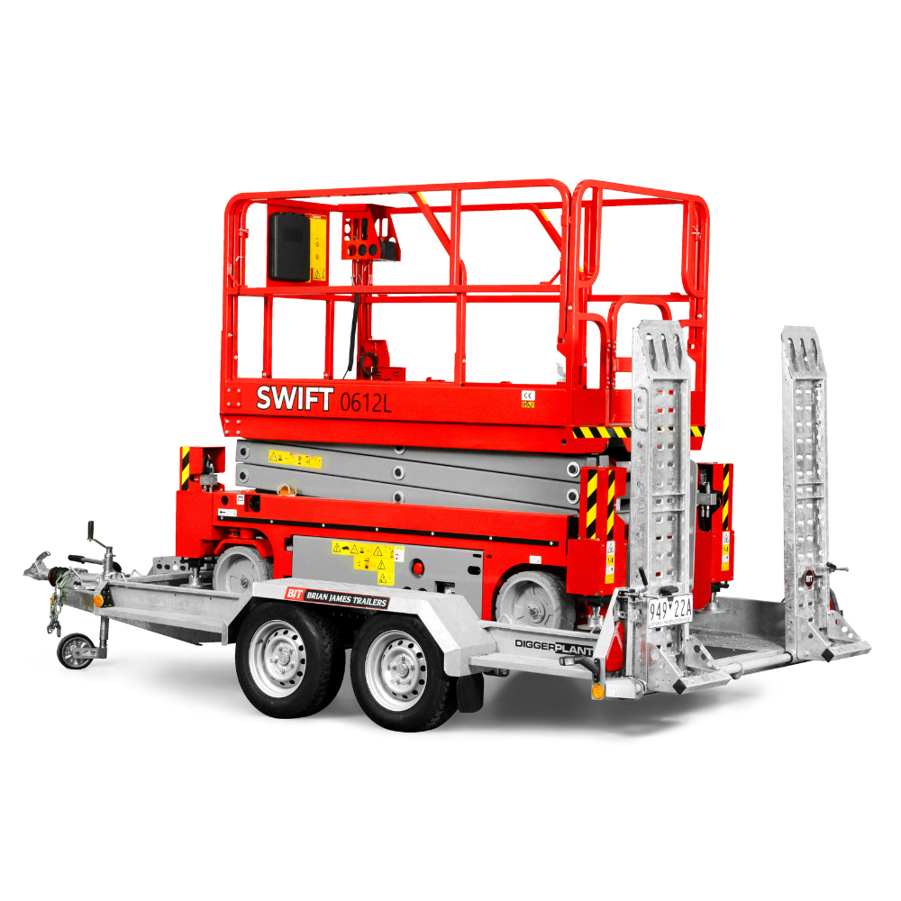 Swift 0612L 19ft Electric Scissor Lift + Brian James DP35 Trailer Package - Image 3