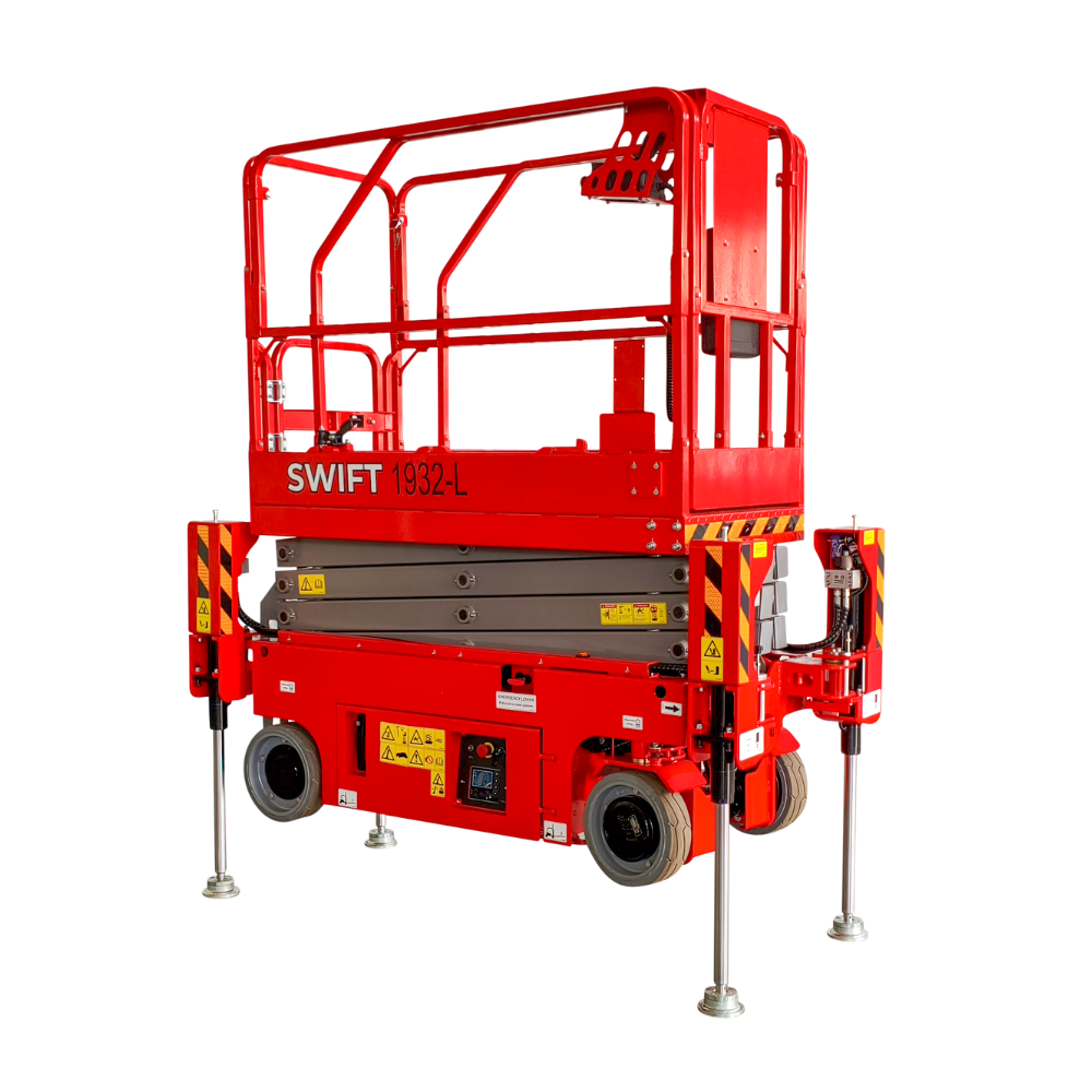 Swift 1932-L 19ft Wheeled Scissor Lift with Outriggers